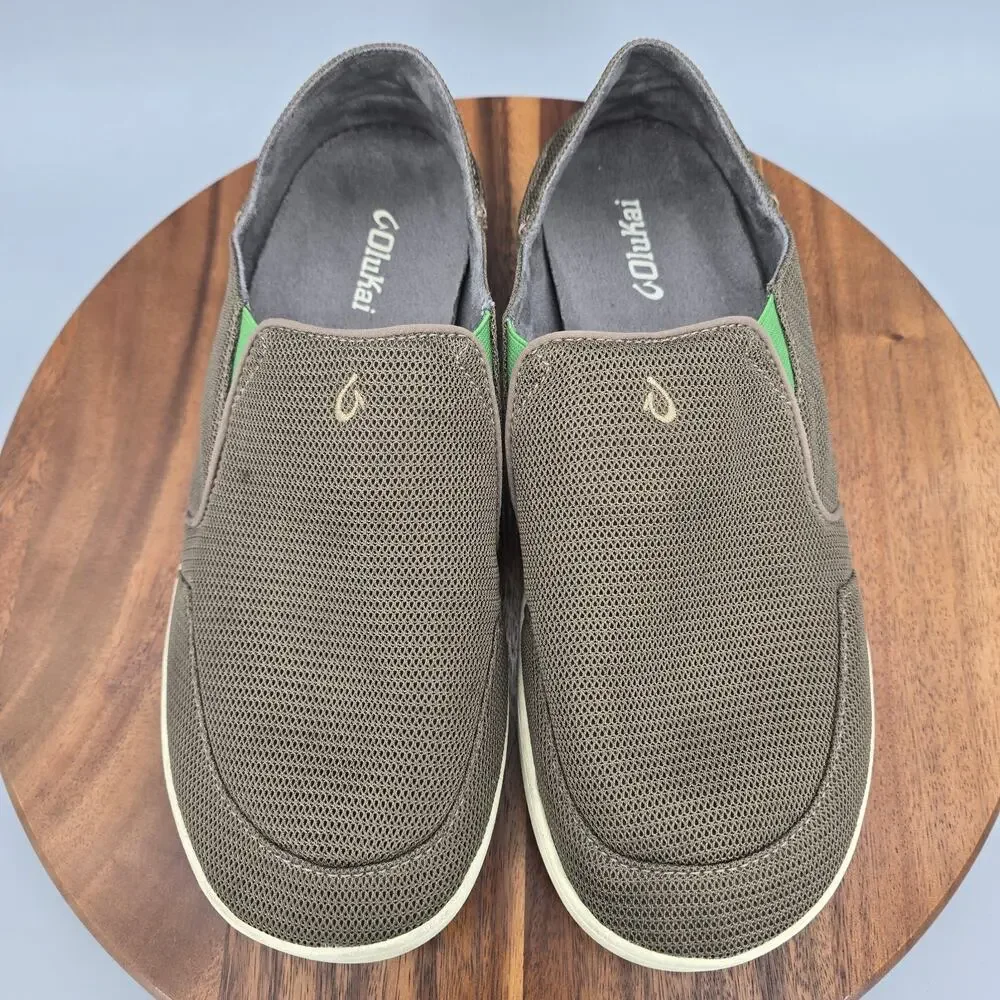 Olukai Nohea Mesh Shoes Mens 12 Brown Comfort Slip On Casual Loafer Sneakers
